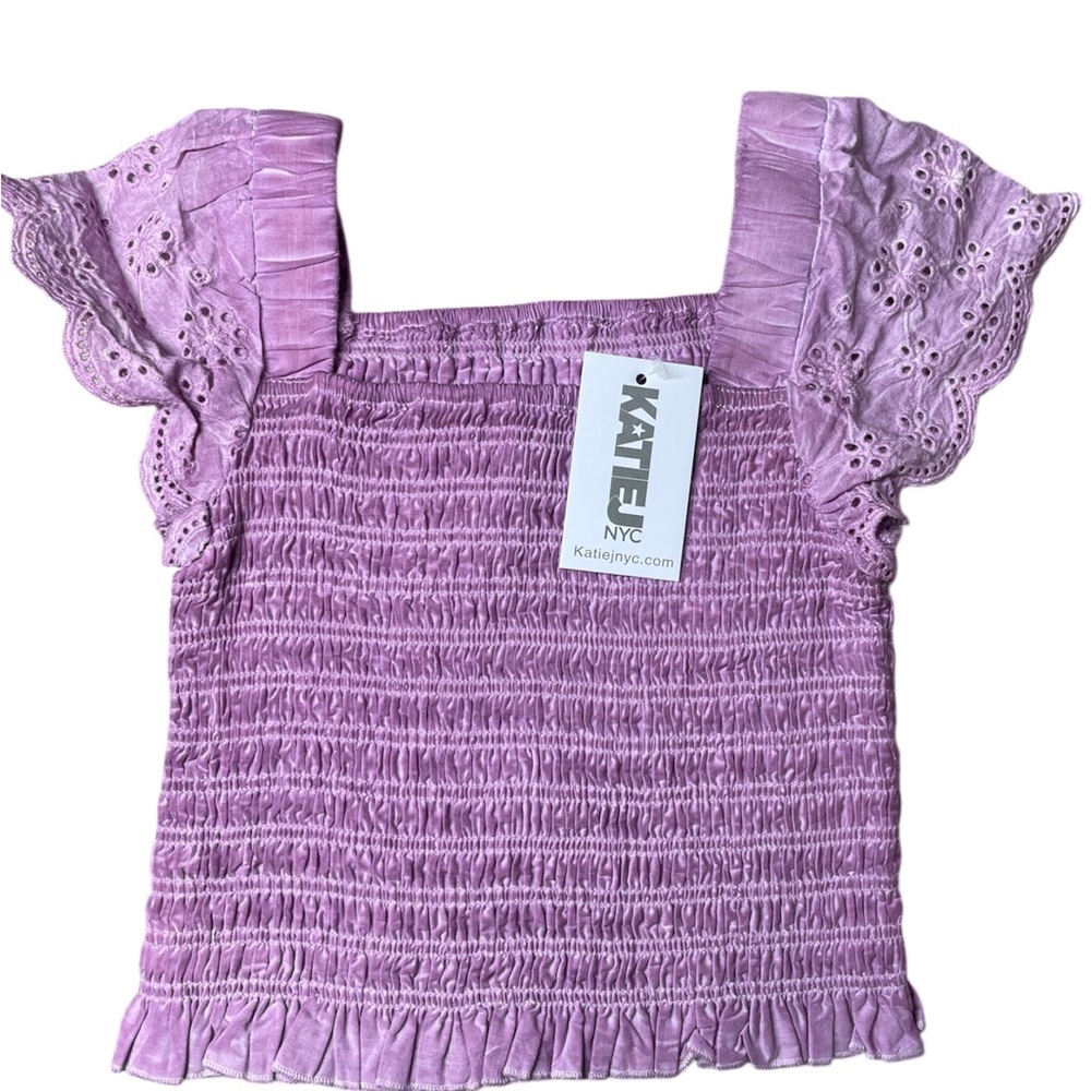 Katie J NYC Lavender Smocked Top